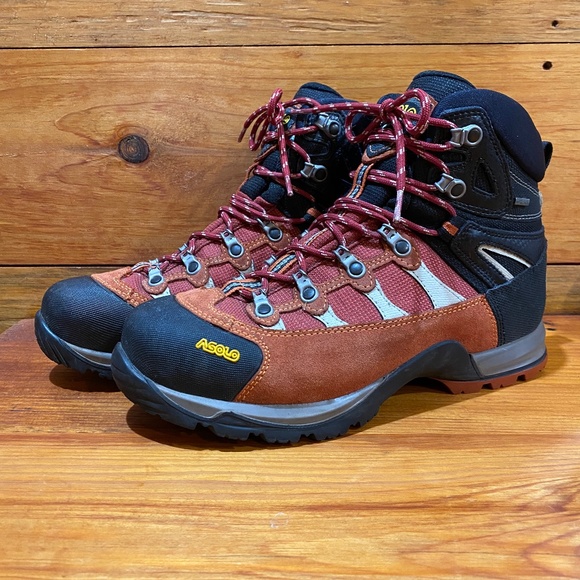 Asolo Strynger Orange Suede GoreTex Hiking Hiker Boots water resistant womens 9 - Picture 1 of 6
